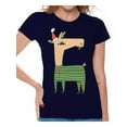 thumbnail image 1 of Awkward Styles Christmas Shirts for Women Xmas Llama in Santa's Hat Funny Pattern T-Shirt, 1 of 4