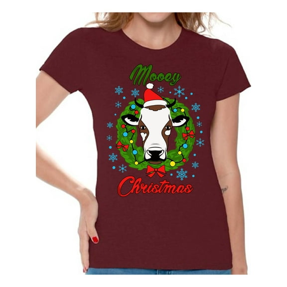 Awkward Styles Christmas Shirts for Women Xmas Mooey T-Shirt