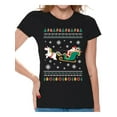 thumbnail image 1 of Awkward Styles Christmas Shirts for Women Xmas Santa Unicorn T-Shirt, 1 of 4