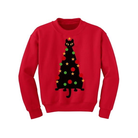 Awkward Styles Christmas Sweater for Boys Girls Kids Youth Cat Xmas Tree Sweatshirt