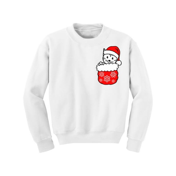 Awkward Styles Christmas Sweater for Boys Girls Kids Youth Little Xmas Cat Sweatshirt Pocket Print