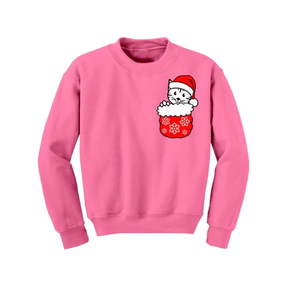 Awkward Styles Christmas Sweater for Boys Girls Kids Youth Little Xmas Cat Sweatshirt Pocket Print