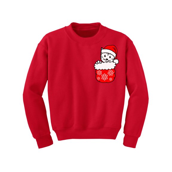 Awkward Styles Christmas Sweater for Boys Girls Kids Youth Little Xmas Cat Sweatshirt Pocket Print