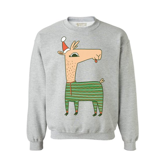 Awkward Styles Christmas Sweatshirt Xmas Llama in Santa's Hat Funny Pattern Sweater