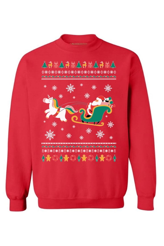 Christmas Sweatshirt Xmas Santa Unicorn Sweater