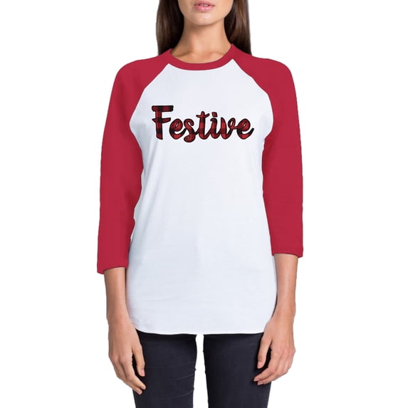 Awkward Styles Christmas T-Shirt Xmas Festive Plaid Raglan Shirt Unisex