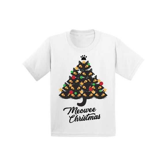 Awkward Styles Christmas T-Shirt for Baby Boys Girls Xmas Meowee Toddler Shirt Cat Tree