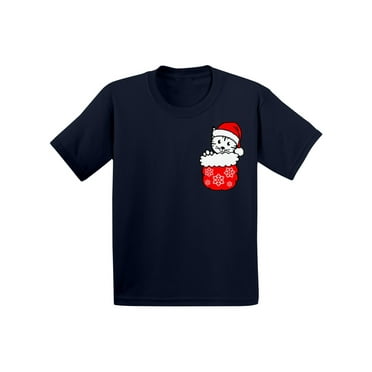 Awkward Styles Ugly Christmas T-Shirt for Boys Girls Little Xmas Cat Toddler Shirt Pocket Print