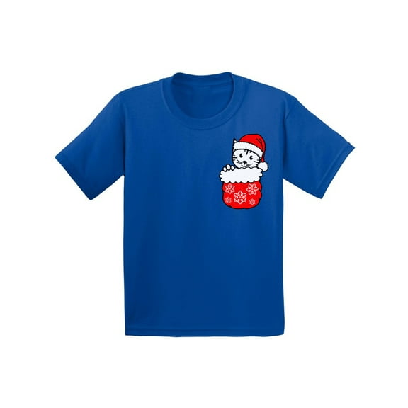 Awkward Styles Christmas T-Shirt for Boys Girls Little Xmas Cat Toddler Shirt Pocket Print