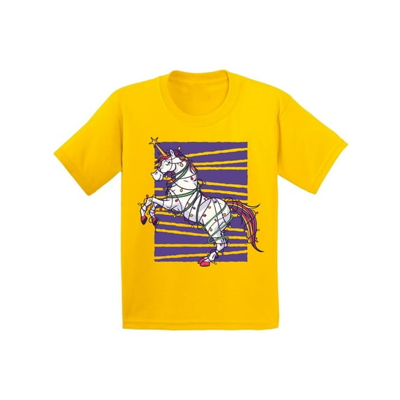 Awkward Styles Christmas T-Shirt for Boys Girls Purple Xmas Unicorn Kids T Shirts