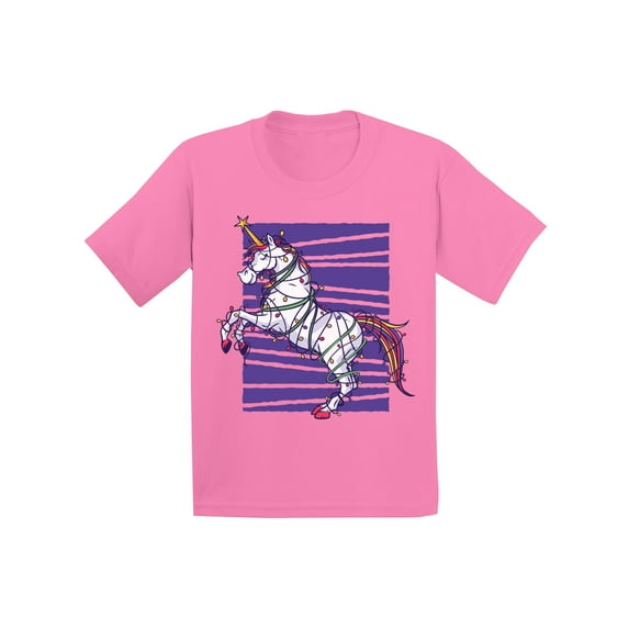 Awkward Styles Christmas T-Shirt for Boys Girls Purple Xmas Unicorn Kids T Shirts