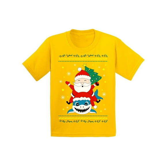 Awkward Styles Christmas T-Shirt for Boys Girls Santa Xmas Shark Kids T Shirts