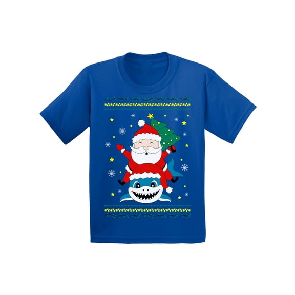 Awkward Styles Christmas T-Shirt for Boys Girls Santa Xmas Shark Kids T Shirts