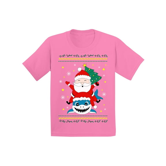 Awkward Styles Christmas T-Shirt for Boys Girls Santa Xmas Shark Kids T Shirts