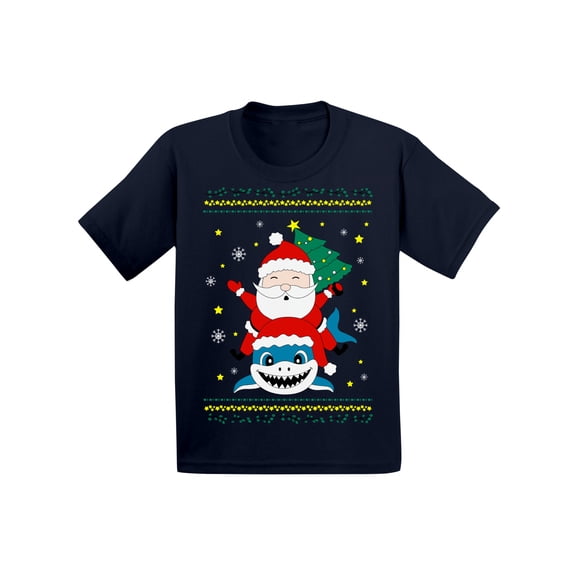 Awkward Styles Christmas T-Shirt for Boys Girls Santa Xmas Shark Toddler Shirt