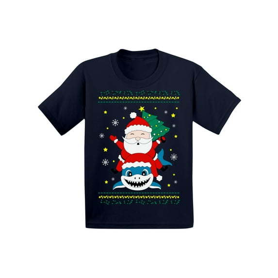 Awkward Styles Christmas T-Shirt for Boys Girls Santa Xmas Shark Toddler Shirt