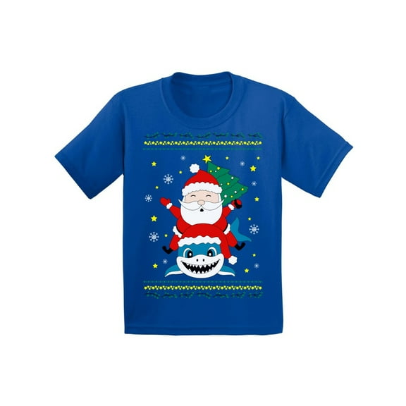 Awkward Styles Christmas T-Shirt for Boys Girls Santa Xmas Shark Toddler Shirt