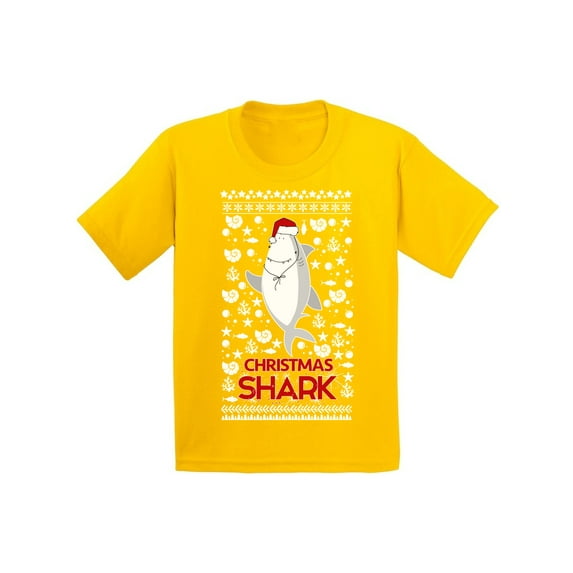 Awkward Styles Christmas T-Shirt for Boys Girls Shark Xmas Pattern Kids T Shirts