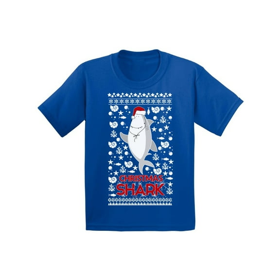 Awkward Styles Christmas T-Shirt for Boys Girls Shark Xmas Pattern Kids T Shirts
