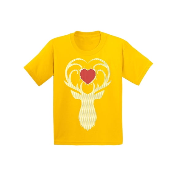 Awkward Styles Christmas T-Shirt for Boys Girls White Deer Xmas Heart Kids T Shirts