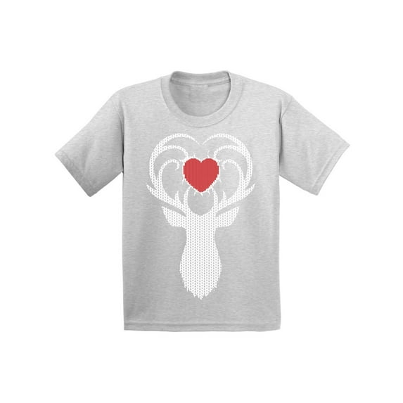 Awkward Styles Christmas T-Shirt for Boys Girls White Deer Xmas Heart Kids T Shirts