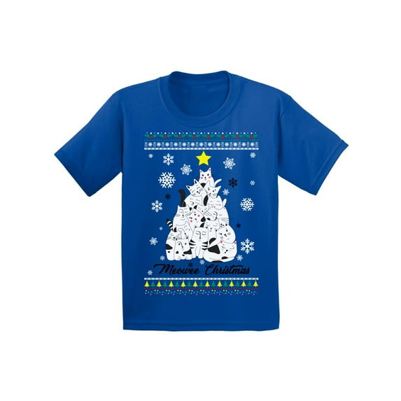 Awkward Styles Christmas T-Shirt for Boys Girls Xmas Meowee Kids T Shirts