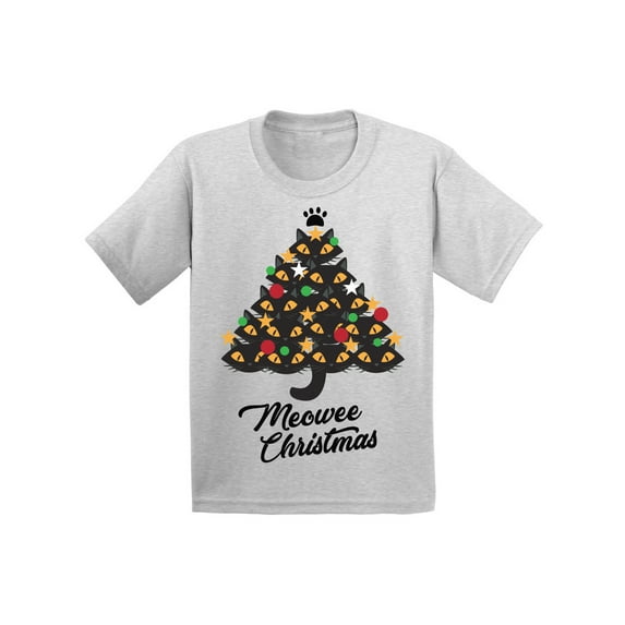 Awkward Styles Christmas T-Shirt for Boys Girls Xmas Meowee Toddler Shirt Cat Tree