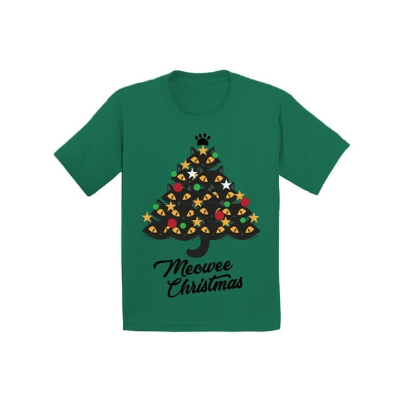 Awkward Styles Christmas T-Shirt for Boys Girls Xmas Meowee Toddler Shirt Cat Tree