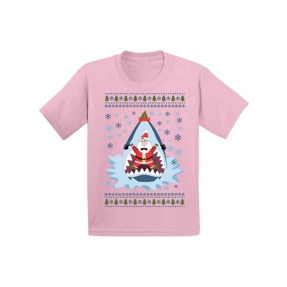 Awkward Styles Christmas T-Shirt for Boys Girls Xmas Santa in Shark Toddler Shirt