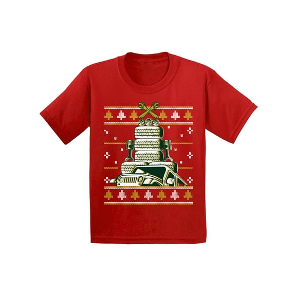Awkward Styles Christmas T-Shirt for Girls Boys Auto Xmas Tree Kids T Shirts