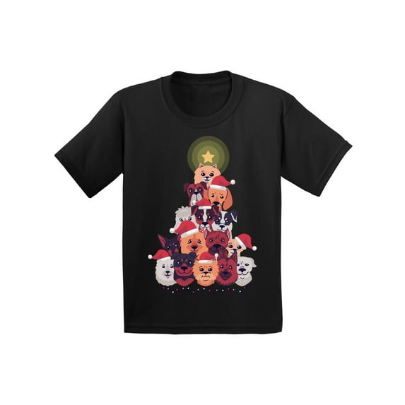Awkward Styles Christmas T-Shirt for Girls Boys Dog Xmas Tree Kids T Shirts