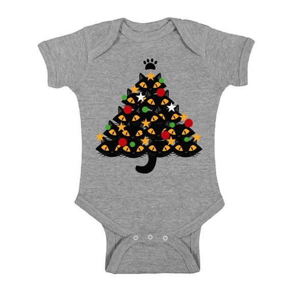 Awkward Styles Xmas Baby Outfit Bodysuit Cats Christmas Tree Romper