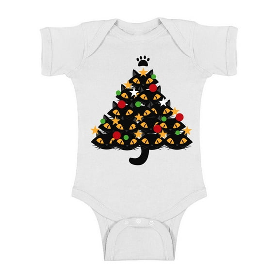 Awkward Styles Xmas Baby Outfit Bodysuit Cats Christmas Tree Romper