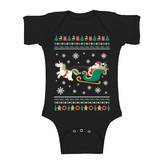Awkward Styles Xmas Baby Outfit Bodysuit Christmas Santa with Unicorn Romper
