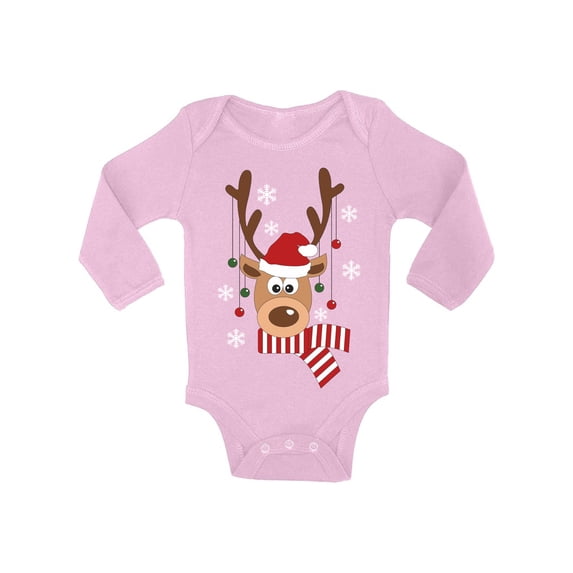 Awkward Styles Xmas Baby Outfit Bodysuit Deer in Red Xmas Hat Baby Romper