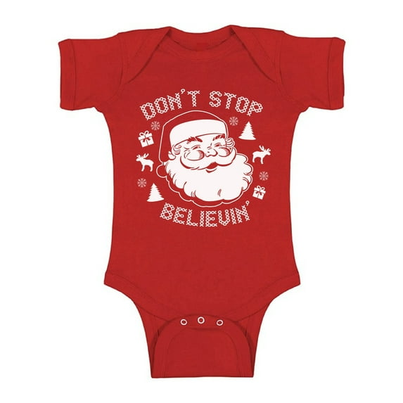 Awkward Styles Xmas Baby Outfit Bodysuit Don't Stop Believin Christmas Romper
