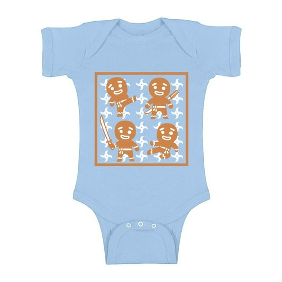 Awkward Styles Xmas Baby Outfit Bodysuit Gingerbread Ninja Christmas Pattern Romper