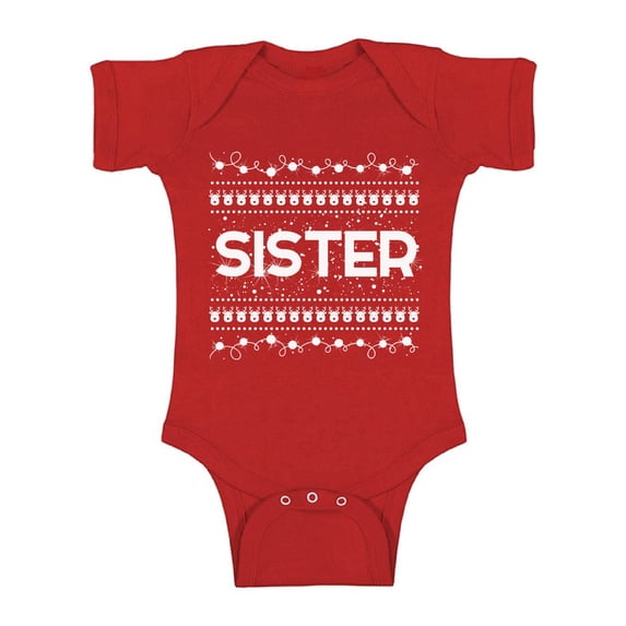 Awkward Styles Xmas Baby Outfit Bodysuit Sister Christmas Pattern Romper
