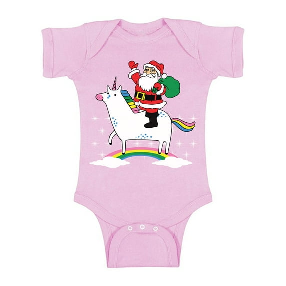 Awkward Styles Xmas Baby Outfit Bodysuit Unicorn Santa Christmas Rainbow Romper