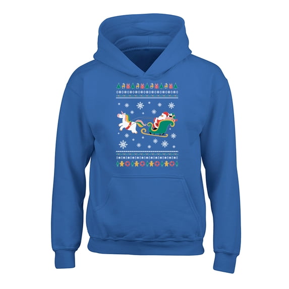 Awkward Styles Xmas Hoodies for Kids Youth Christmas Santa with Unicorn Sweatshirt