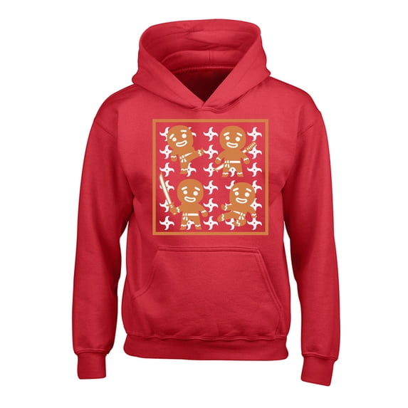 Awkward Styles Xmas Hoodies for Kids Youth Gingerbread Ninja Christmas Pattern Sweatshirt