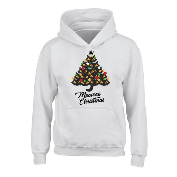 Awkward Styles Xmas Hoodies for Kids Youth Meowee Christmas Sweatshirt Cat Tree