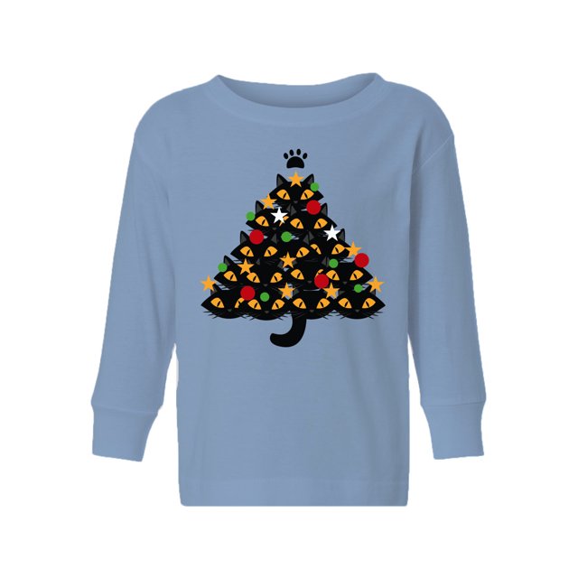 Awkward Styles Ugly Xmas Long Sleeve Shirt for Girls Boys Cats Christmas Tree Shirt