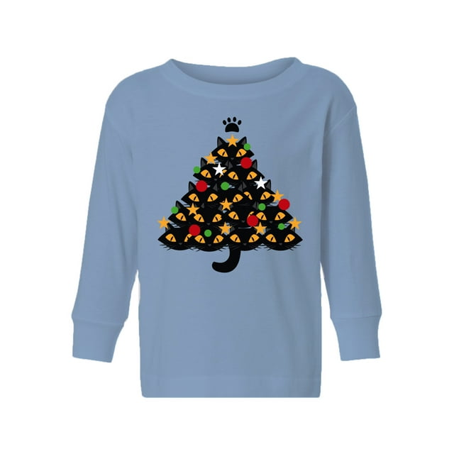 Awkward Styles Ugly Xmas Long Sleeve Shirt for Girls Boys Cats Christmas Tree Shirt