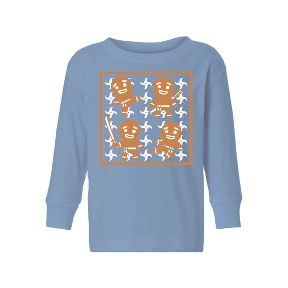 Awkward Styles Xmas Long Sleeve Shirt for Girls Boys Toddler Gingerbread Ninja Christmas Pattern Shirt
