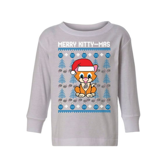 Awkward Styles Xmas Long Sleeve Shirt for Girls Boys Toddler Merry Christmas Kittymas Shirt