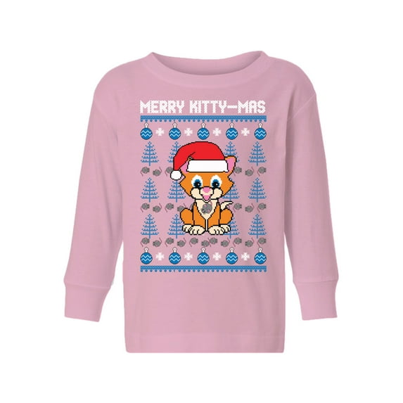 Awkward Styles Xmas Long Sleeve Shirt for Girls Boys Toddler Merry Christmas Kittymas Shirt