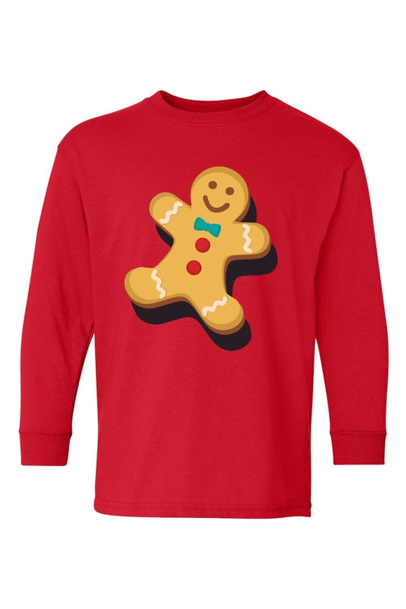 Xmas Long Sleeve Shirt for Kids Youth Boys Girls Christmas Gingerbread Shirt