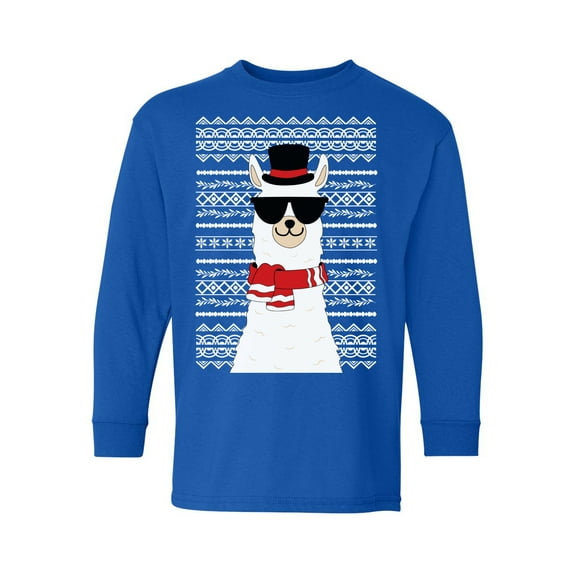 Awkward Styles Xmas Long Sleeve Shirt for Kids Youth Boys Girls Christmas Llama Shirt