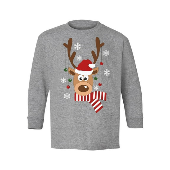 Awkward Styles Ugly Xmas Long Sleeve Shirt for Kids Youth Boys Girls Deer in Red Xmas Hat Shirt
